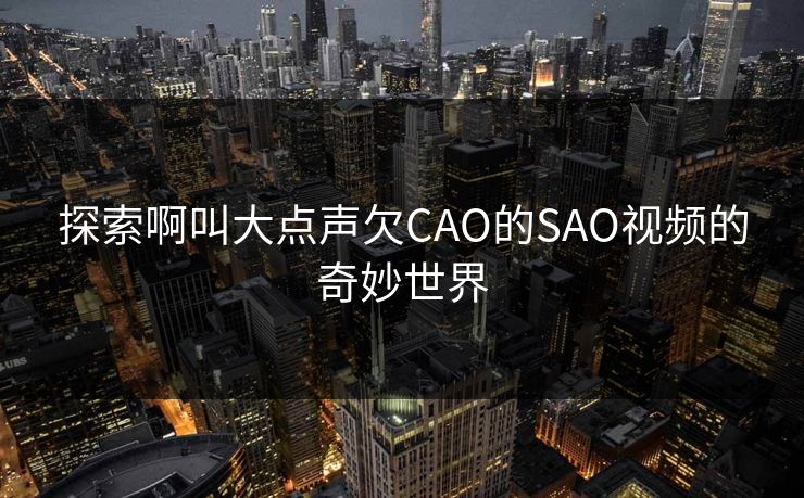 探索啊叫大点声欠CAO的SAO视频的奇妙世界