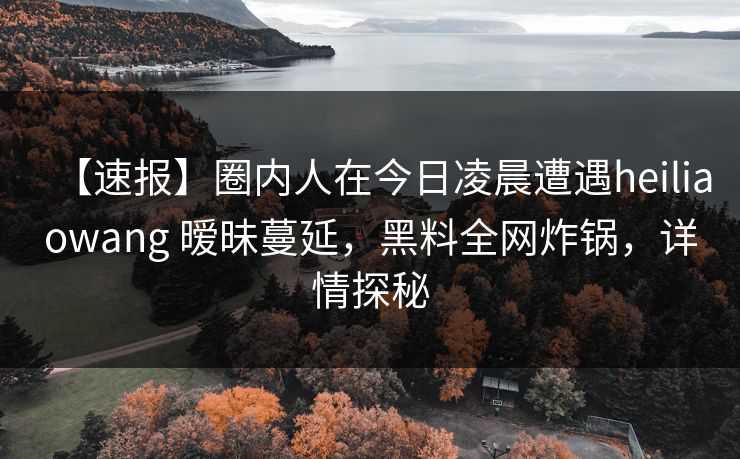 【速报】圈内人在今日凌晨遭遇heiliaowang 暧昧蔓延,黑料全网炸锅,详情探秘