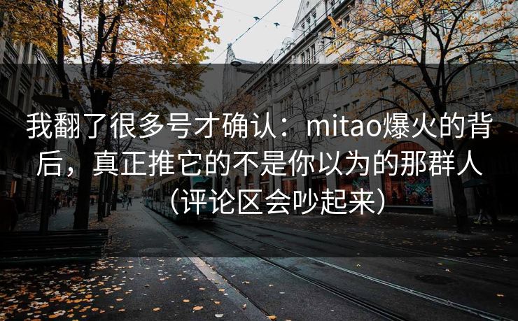 我翻了很多号才确认：mitao爆火的背后，真正推它的不是你以为的那群人（评论区会吵起来）